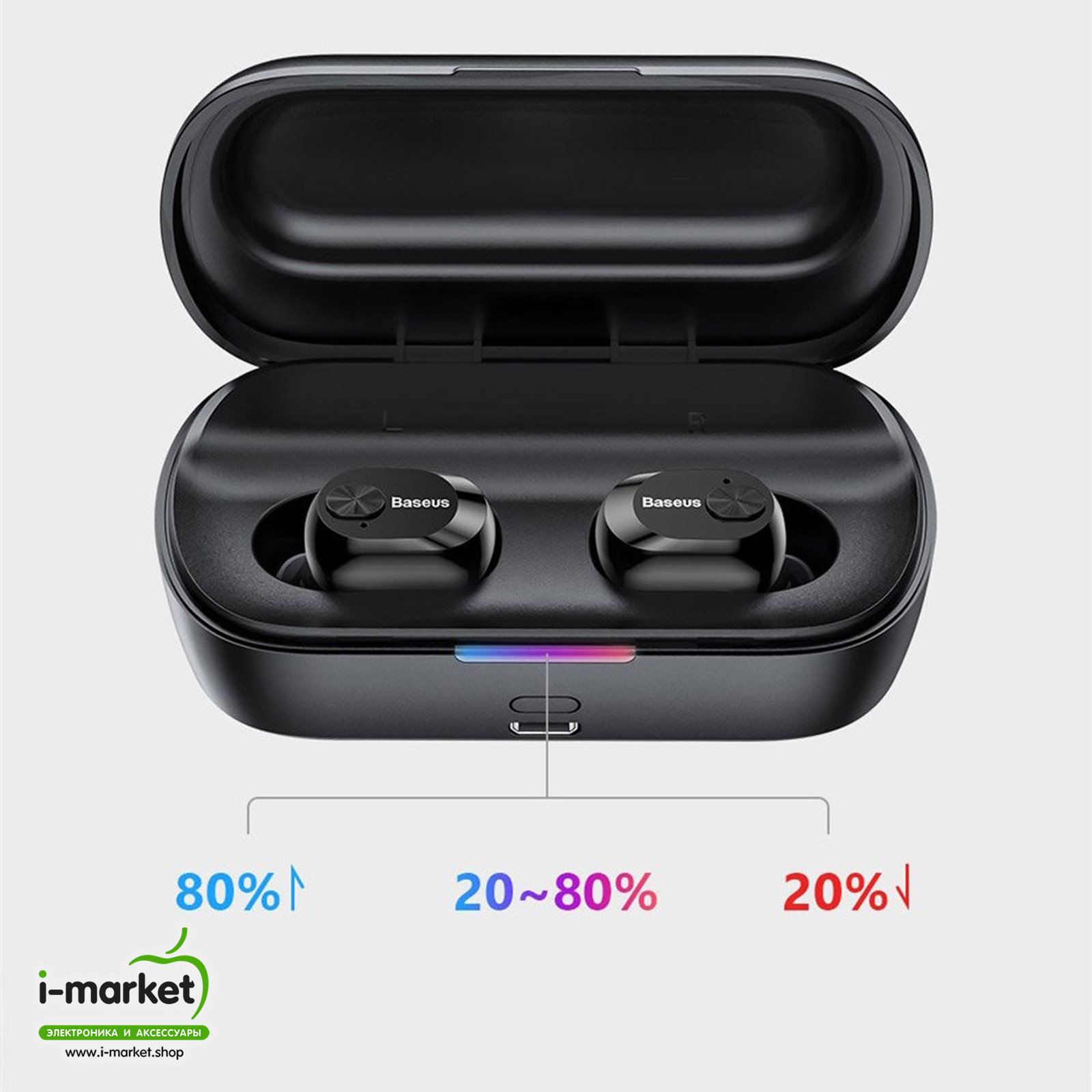Гарнитура (наушники с микрофоном) беспроводная, BASEUS NGW01-01 Encok True Wireless Earphones W01 Bluetooth 5.0 TWS, цвет черный.