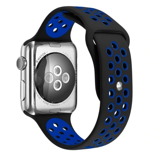 Ремешок для Apple Watch спортивный "Nike", размер 40 mm, цвет чёрный - синий.