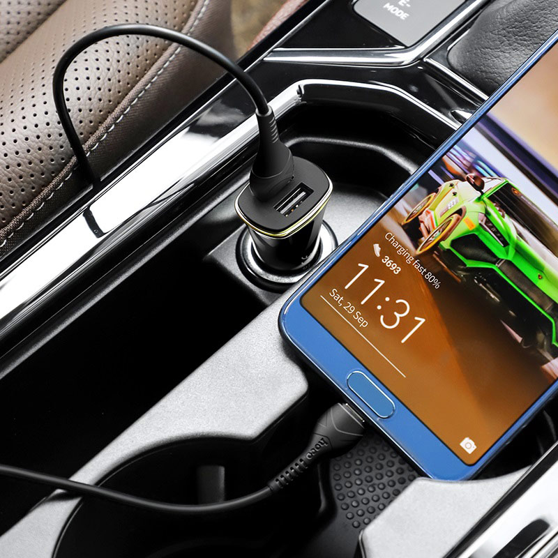 HOCO Z31 Universe автомобильное зарядное устройство QC3.0 2xUSB, 3.4А, набор с кабелем Micro USB длиной 1 метр, цвет белый. HOCO Z31 Universe автомобильное зарядное устройство QC3.0 2xUSB, 3.4А, набор с кабелем Micro USB длиной 1 метр, цвет белый.
