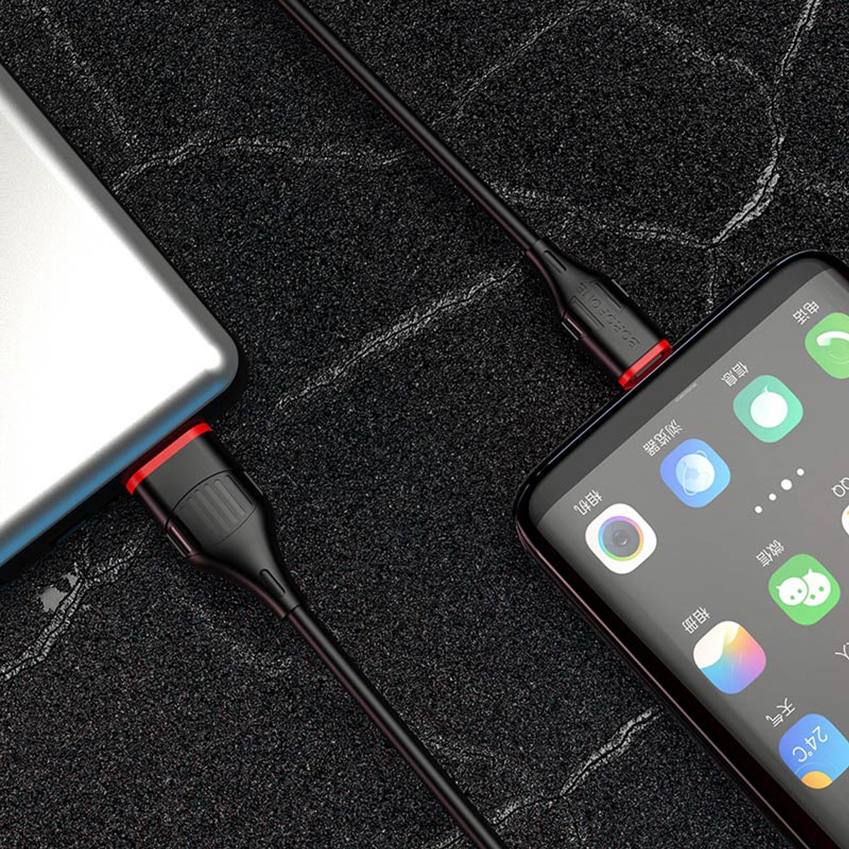Кабель BOROFONE BX17 Enjoy USB Type C, длина 1 метр, 2A, силикон, цвет черный