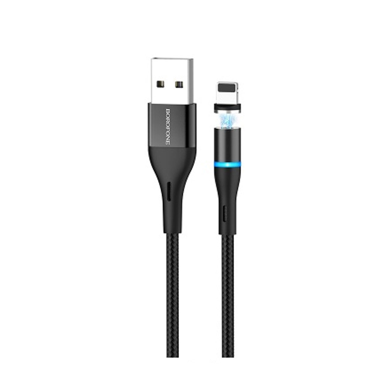 Магнитный кабель BOROFONE BU16 Magnetic, 2.4A, коннектор APPLE Lightning 8 pin, кабель 1.2 метра, цвет черный
