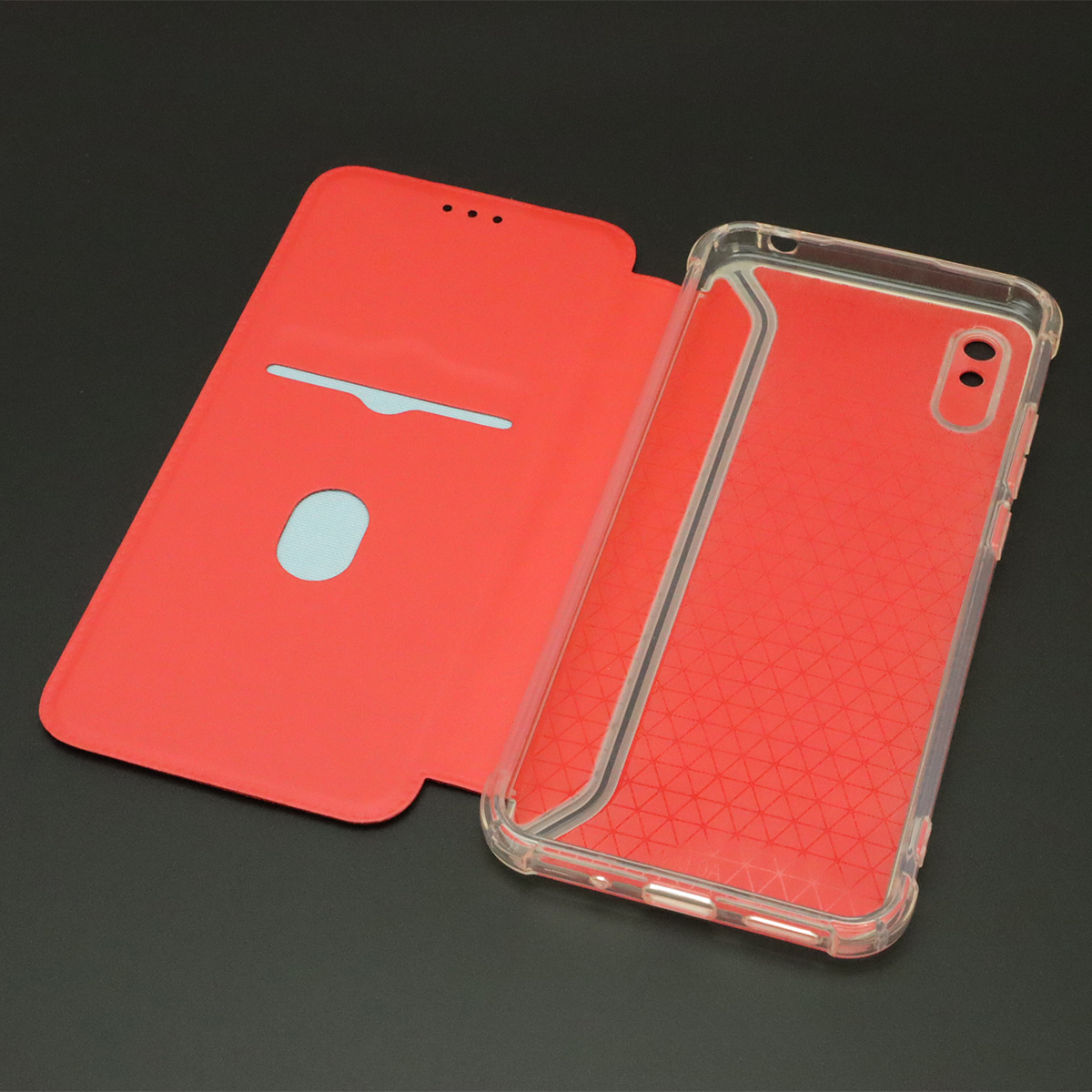 Чехол книжка для XIAOMI Redmi 9A, экокожа, визитница, цвет красный
