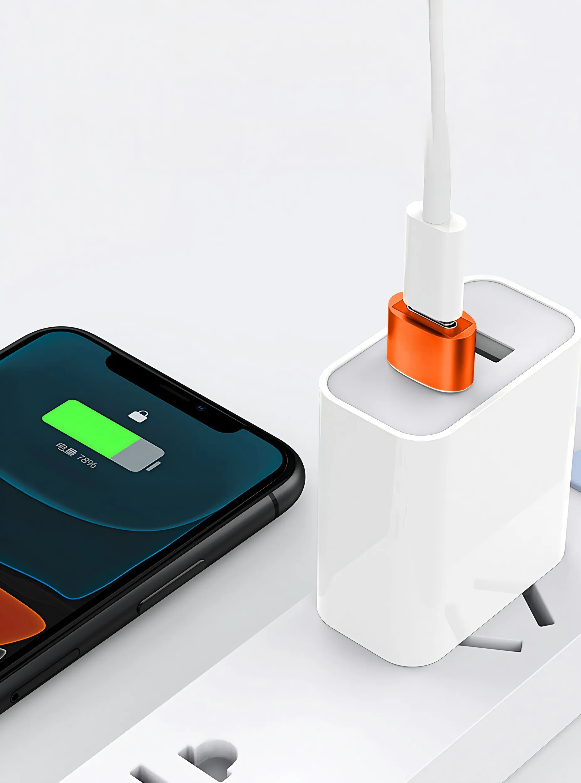 OTG переходник, адаптер 10A с USB (папа) на Type-C (мама), быстрая зарядка, цвет серебристый