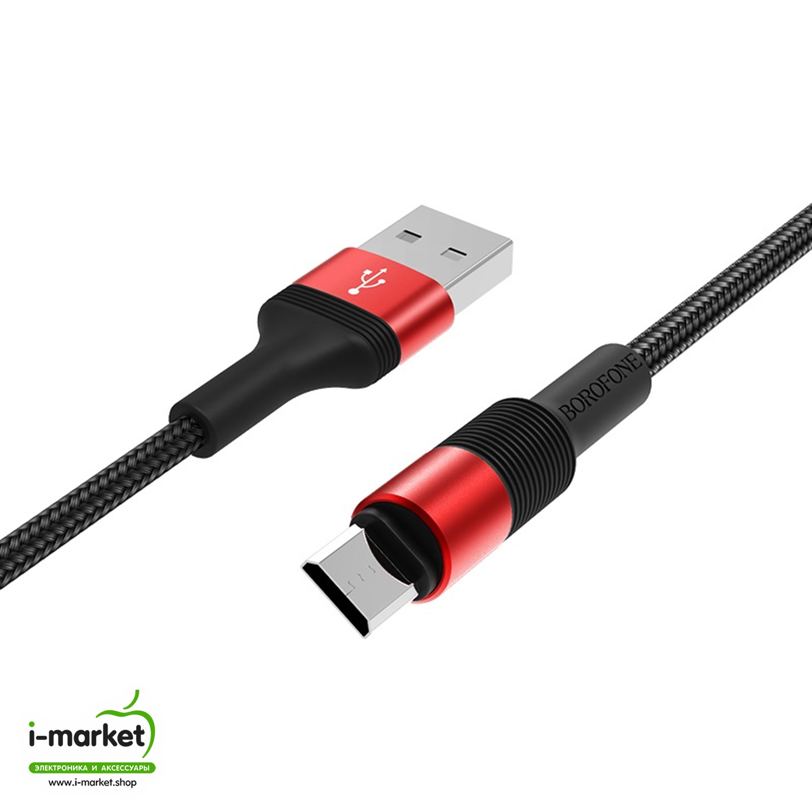 BOROFONE BX21 Outstanding кабель Micro USB, 2.4A, длина 1 метр, силикон, цвет красный.