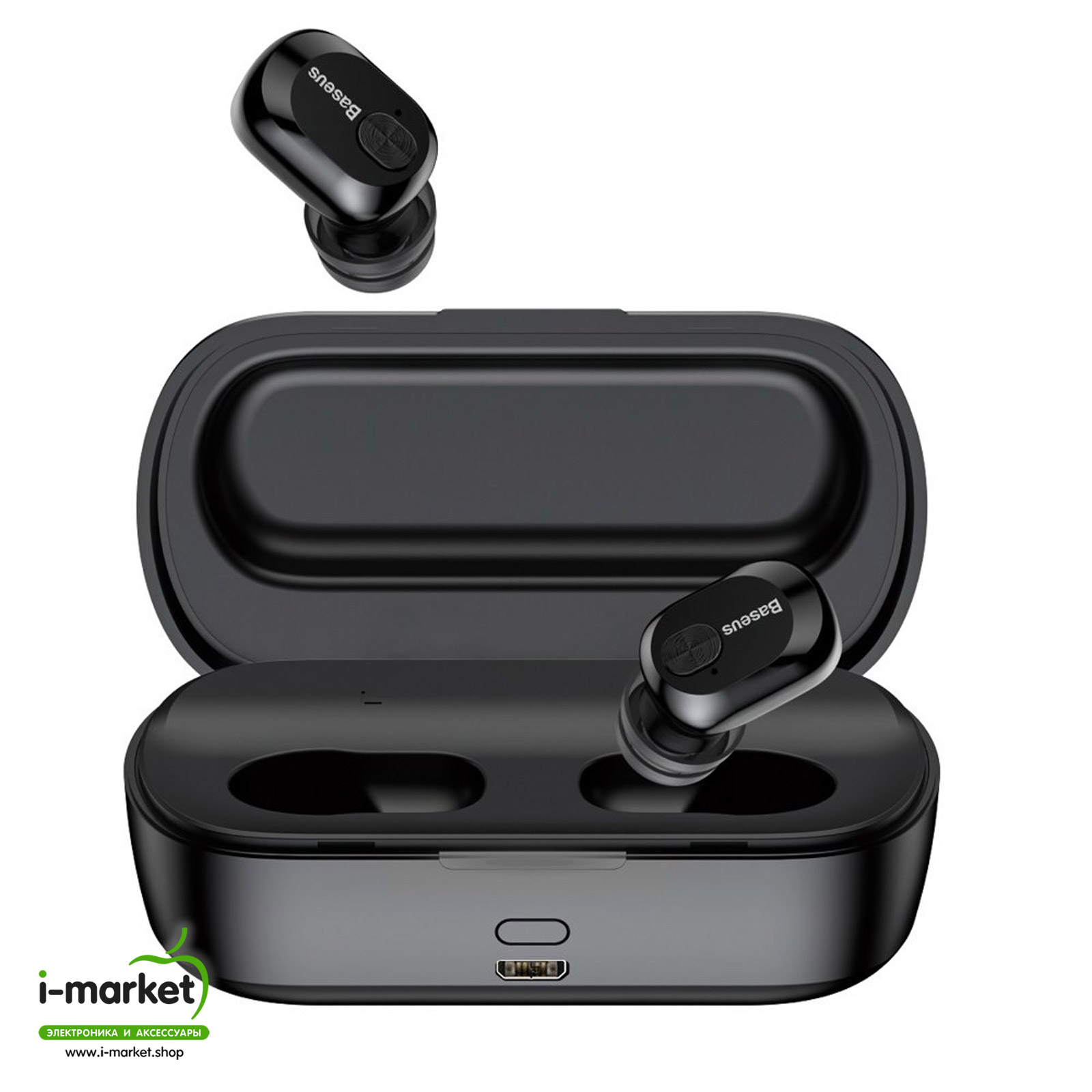 Гарнитура (наушники с микрофоном) беспроводная, BASEUS NGW01-01 Encok True Wireless Earphones W01 Bluetooth 5.0 TWS, цвет черный.