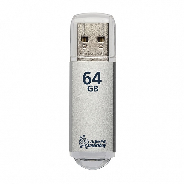 Флешка USB 2.0 64GB SMARTBUY V-Cut, цвет серебристый