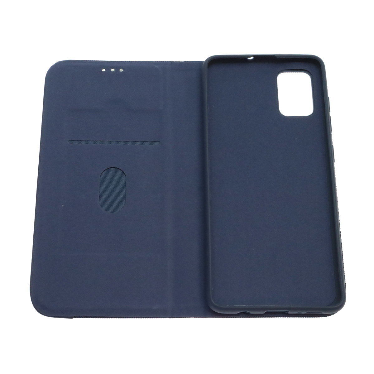 Чехол книжка MESH для SAMSUNG Galaxy A51 (SM-A515F), текстиль, силикон, бархат, визитница, цвет темно синий