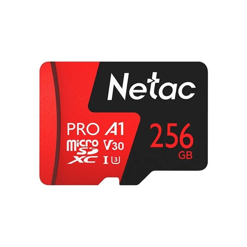 Карта памяти MicroSDXC 256GB NETAC P500 Extreme Pro A1 (NT02P500PRO-256G-S), Class 1, UHS-I U3, 100 Mb/s, без SD адаптера, цвет черно-красный