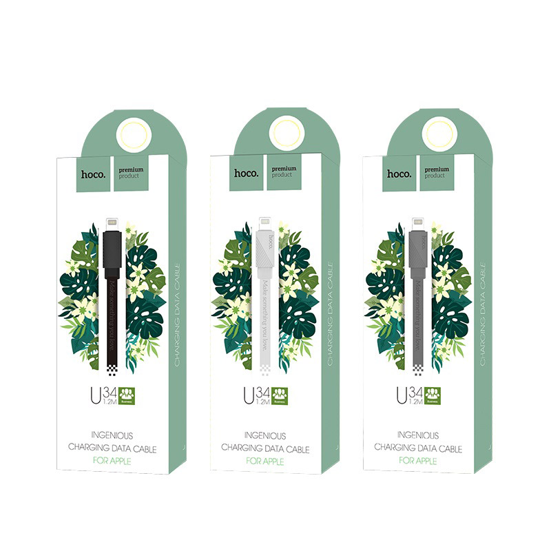 HOCO U34 LingYing кабель-Apple lightning 8 pin (0.25м), цвет чёрный.