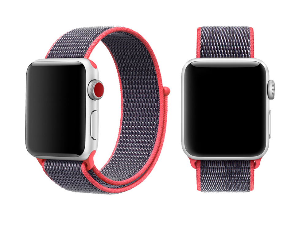 Ремешок для часов Apple Watch (38-40 мм), нейлон, цвет розово-черный