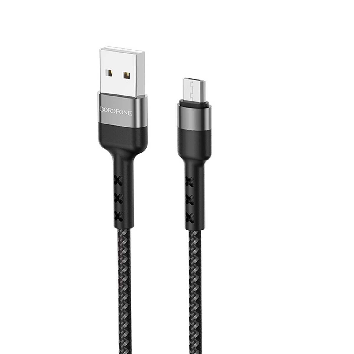 Кабель BOROFONE BX34 Advantage Micro USB, 2.4A, длина 1 метр, нейлоновая оплетка, цвет черный