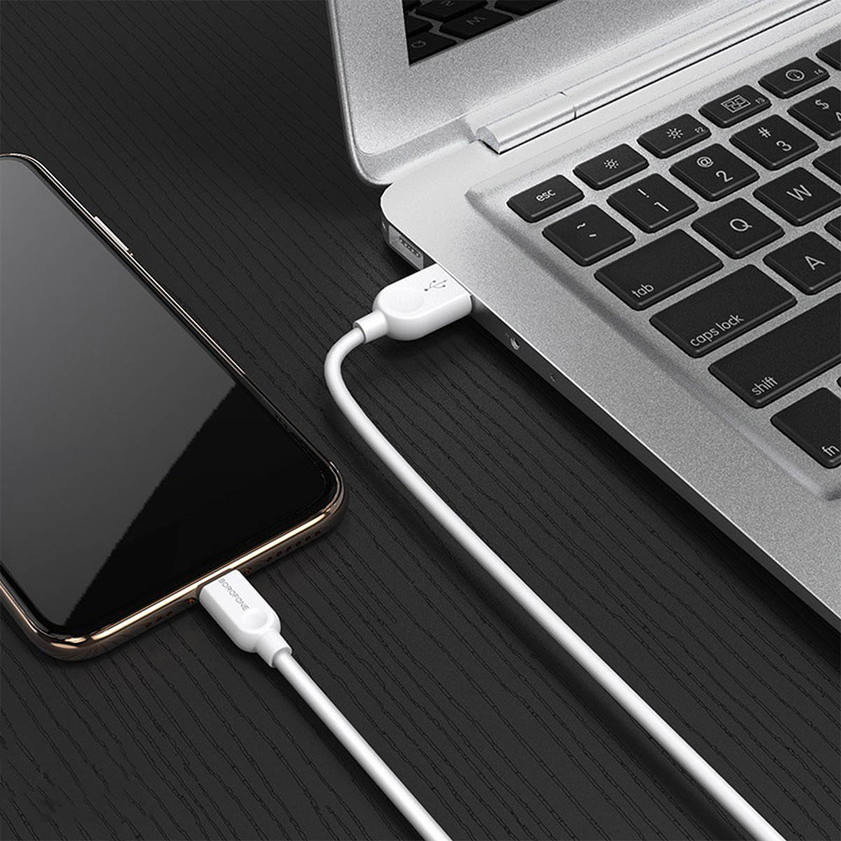 Кабель BOROFONE BX14 LinkJet Lightning 8 pin, длина 3 метра, силиконовая круглая оболочка, цвет белый