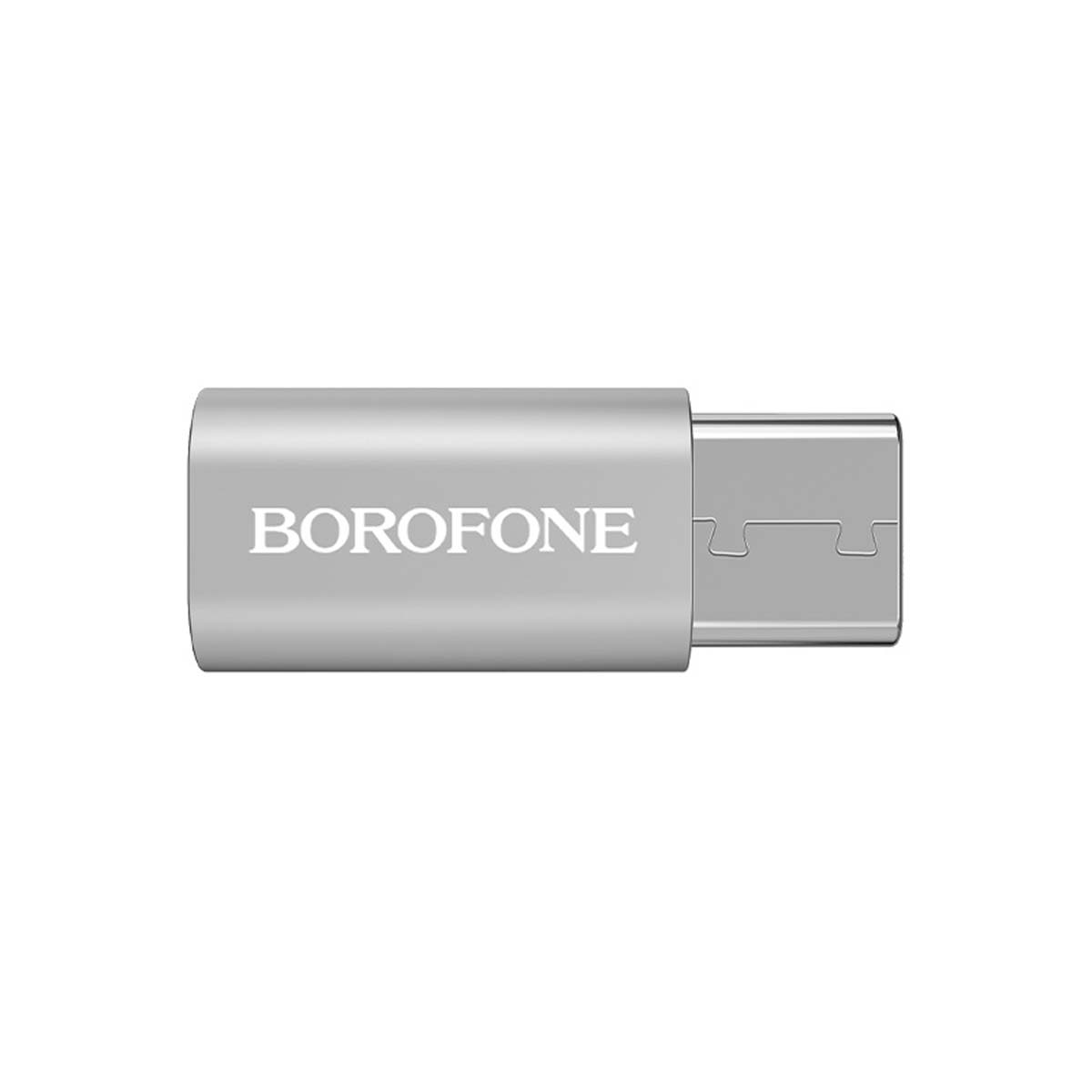 Адаптер, переходник, конвертер BOROFONE BV4 Micro USB на USB Type C, поддержка OTG, цвет серебристый