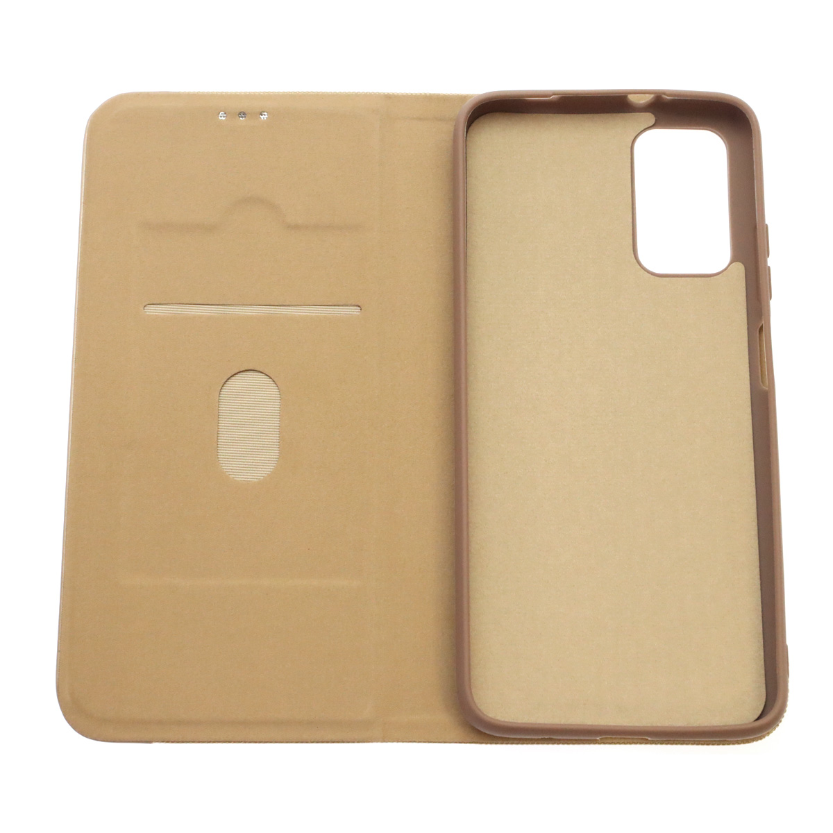 Чехол книжка MESH для XIAOMI Redmi 9T, текстиль, силикон, бархат, визитница, цвет золотистый
