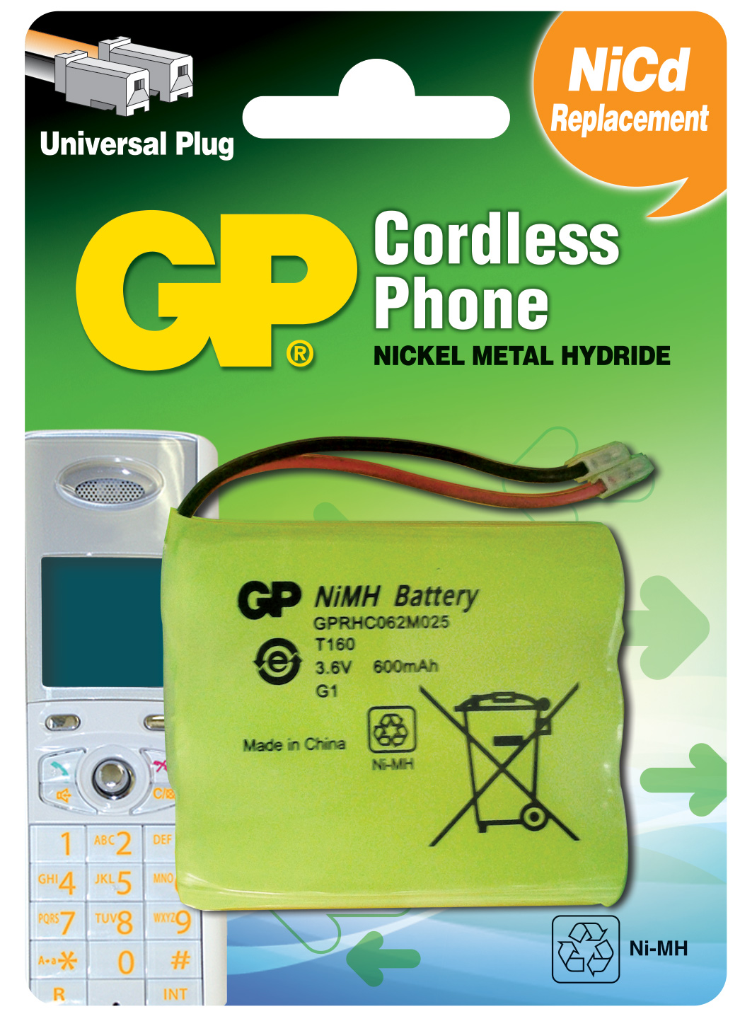 Аккумулятор для радиотелефонов GP T207 BL1 NI-MH 550mAh