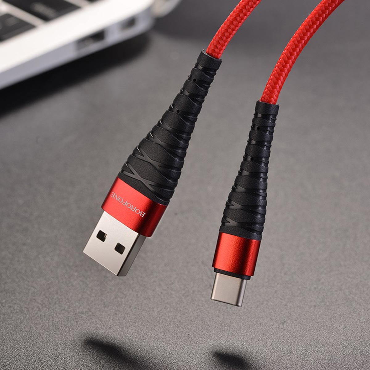 Кабель BOROFONE BX32 Munificent USB Type-C aka USB-C, 3A, длина 1 метр, силикон, нейлоновая оплетка, цвет красный