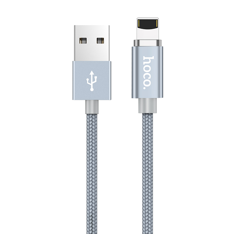 HOCO U40A магнитный кабель-USB magnetic adsorption Lightning 8-pin, 1.2 метра, цвет графитовый металл | Последняя цена
