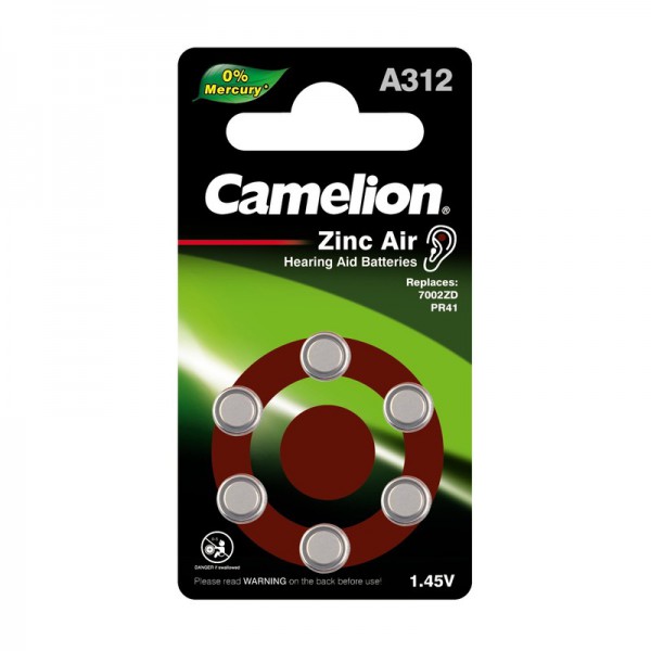 Батарейка Camelion ZA312 (PR41,AC312,DA312) BL6 (для слуховых аппаратов)