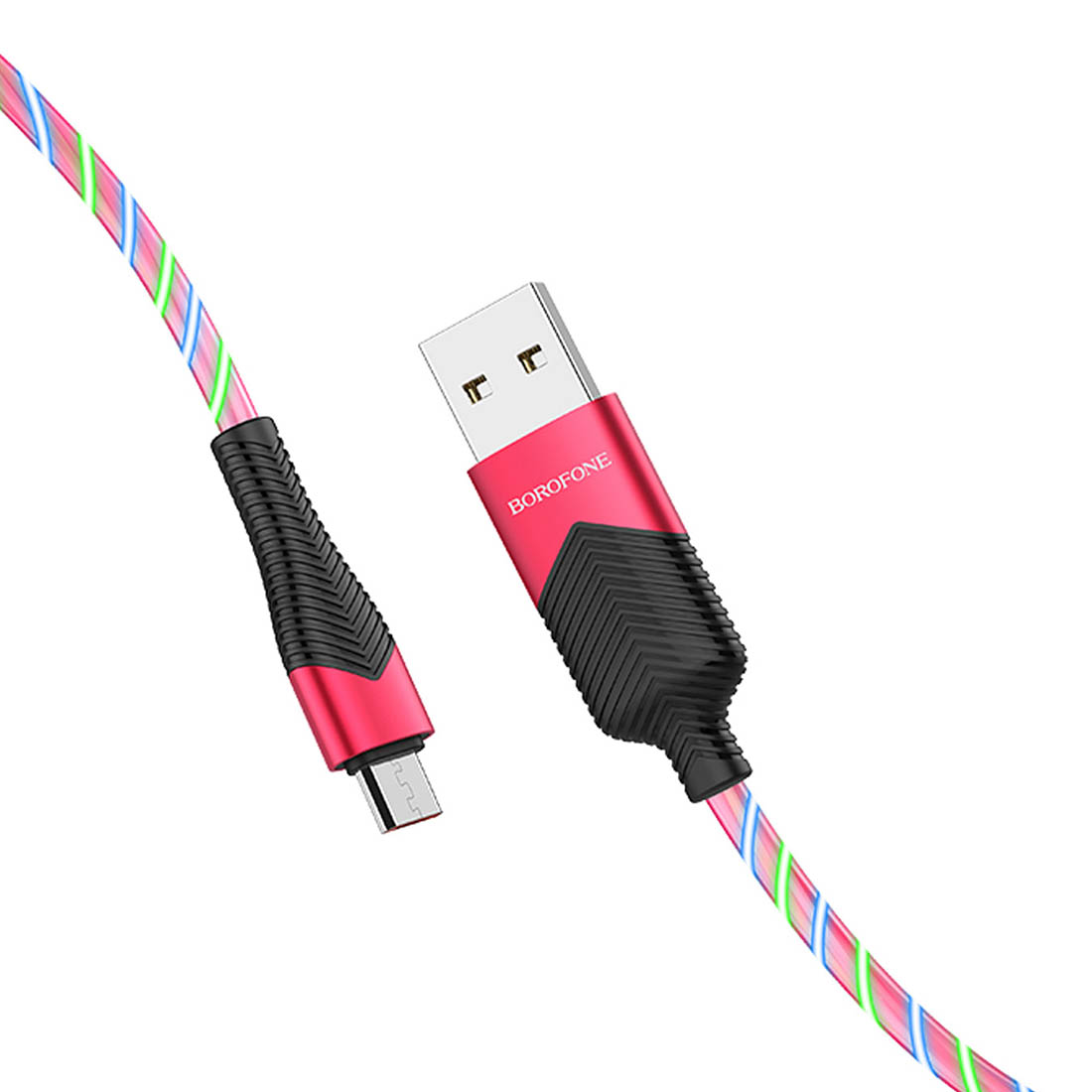 Кабель BOROFONE BU19 Streamer, Micro USB, длина 1 метр, 2.4A, цвет красный