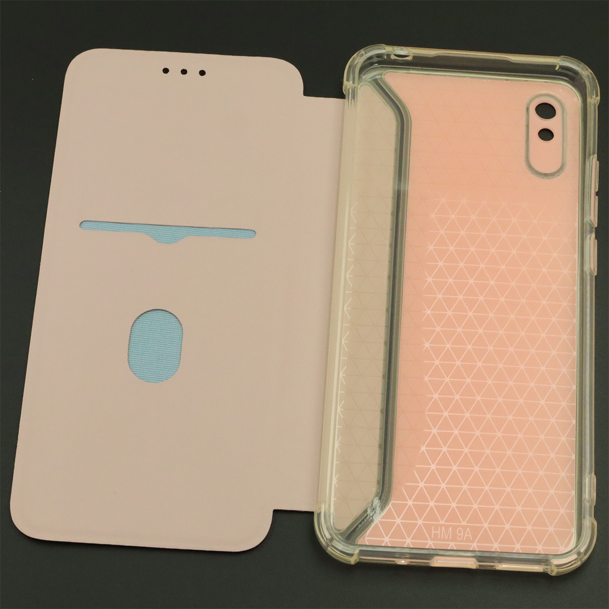Чехол книжка для XIAOMI Redmi 9A, экокожа, визитница, цвет розовый песок