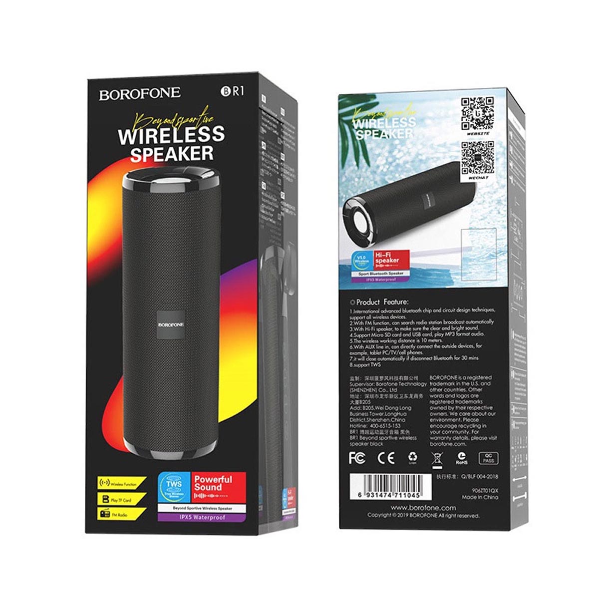 Портативная колонка BOROFONE BR1 Beyond, цвет черный