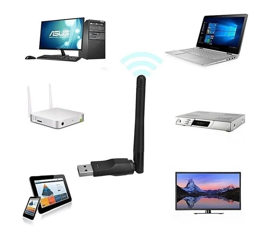 Wi-Fi адаптер SELENGA МT7601 для компьютеров и ТВ приставок, 2.4ГГц, 802.11b/g/n, 150Мбит/сек, USB 2.0, с антенной, цвет черный