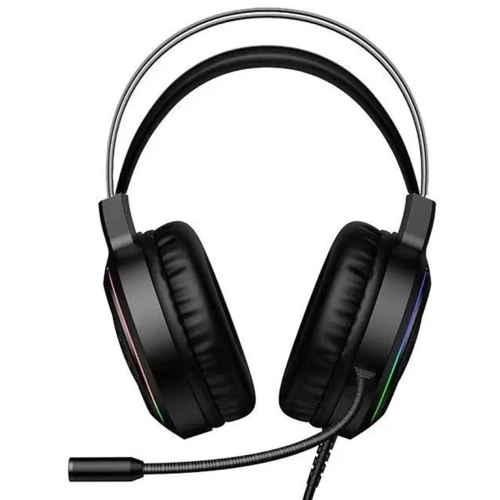 Игровая гарнитура (наушники с микрофоном) проводная, полноразмерная, HOCO W112, RGB подсветка, цвет черный