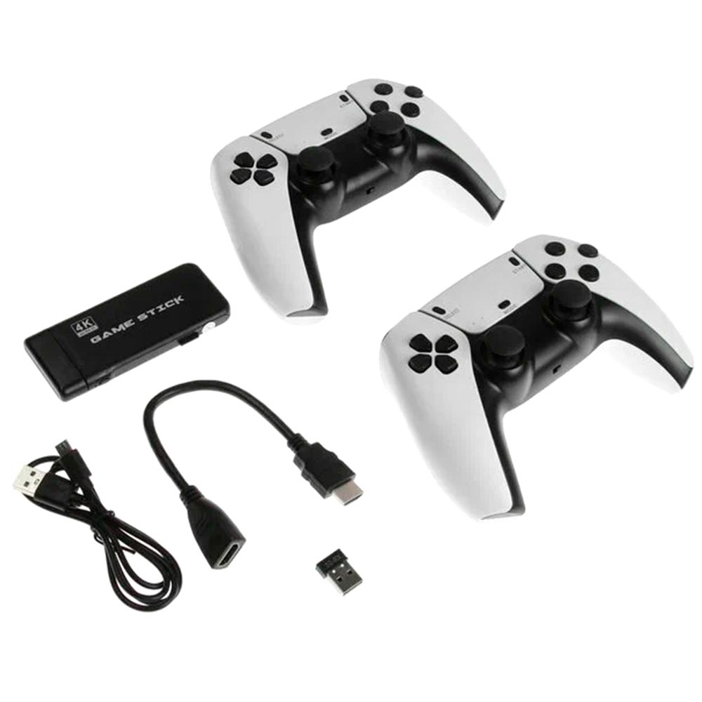 Игровая приставка M8 Pro, более 5000 игр, 2 беспроводных геймпада (джостик), карта памяти 64 Gb, цвет черно белый