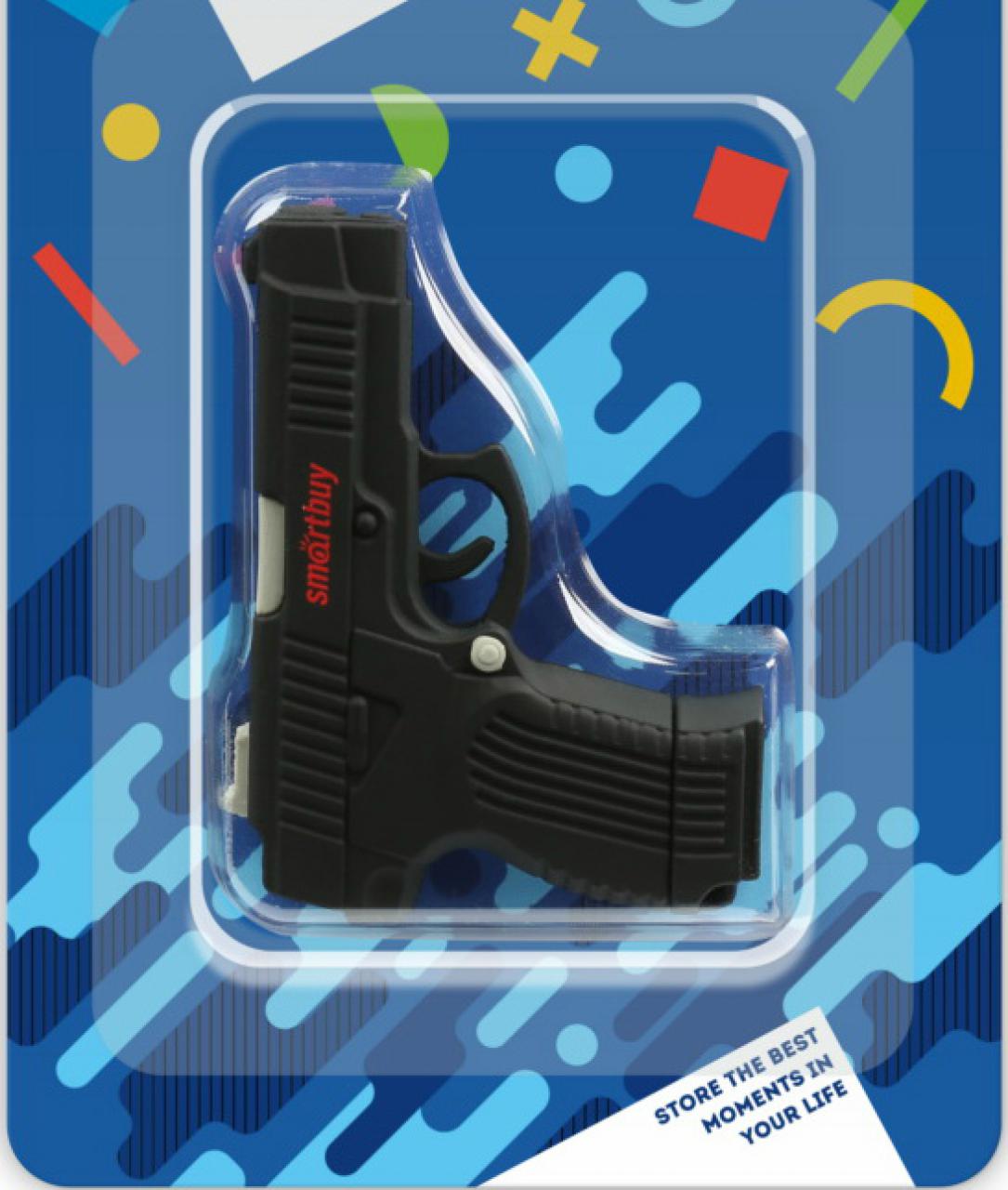 Флешка USB 2.0 32GB SMARTBUY Wild series, фигурка пистолет, цвет черный