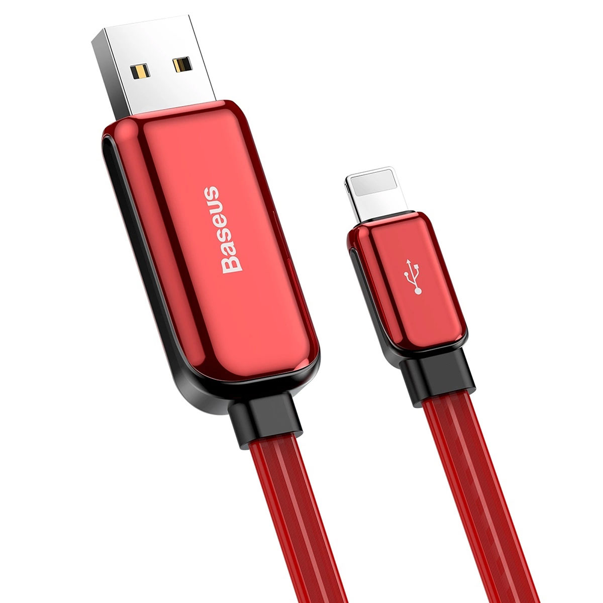 BASEUS CALLG-09 кабель с подсветкой Glowing Data Cable Lightning 8-pin, 2.4A, 1 метр, цвет красный.