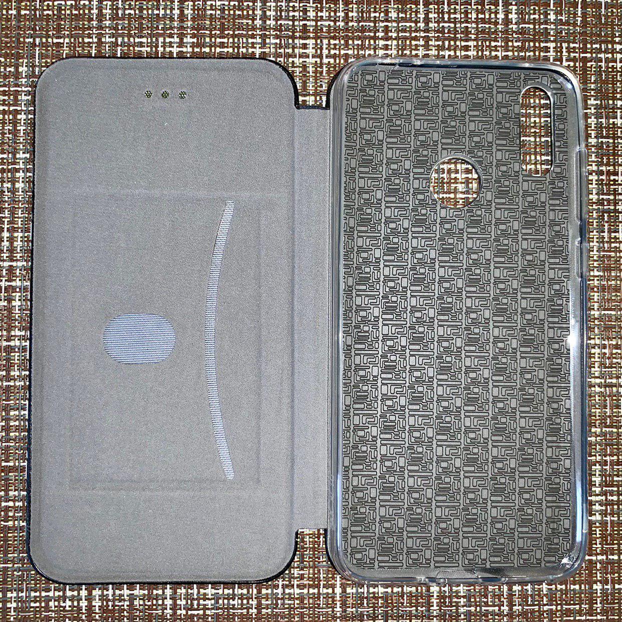 Чехол книжка для HUAWEI Honor 8C, экокожа, визитница, цвет синий.
