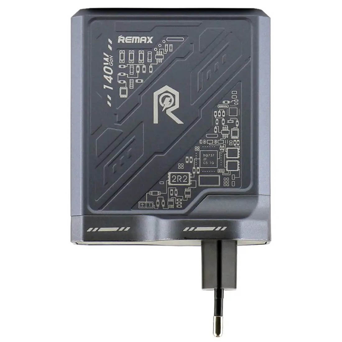 СЗУ (Сетевое зарядное устройство) REMAX RP-U106 GaN Mecha Warrior Series, 1 USB, 2 TYPE-C, 140W, цвет серый