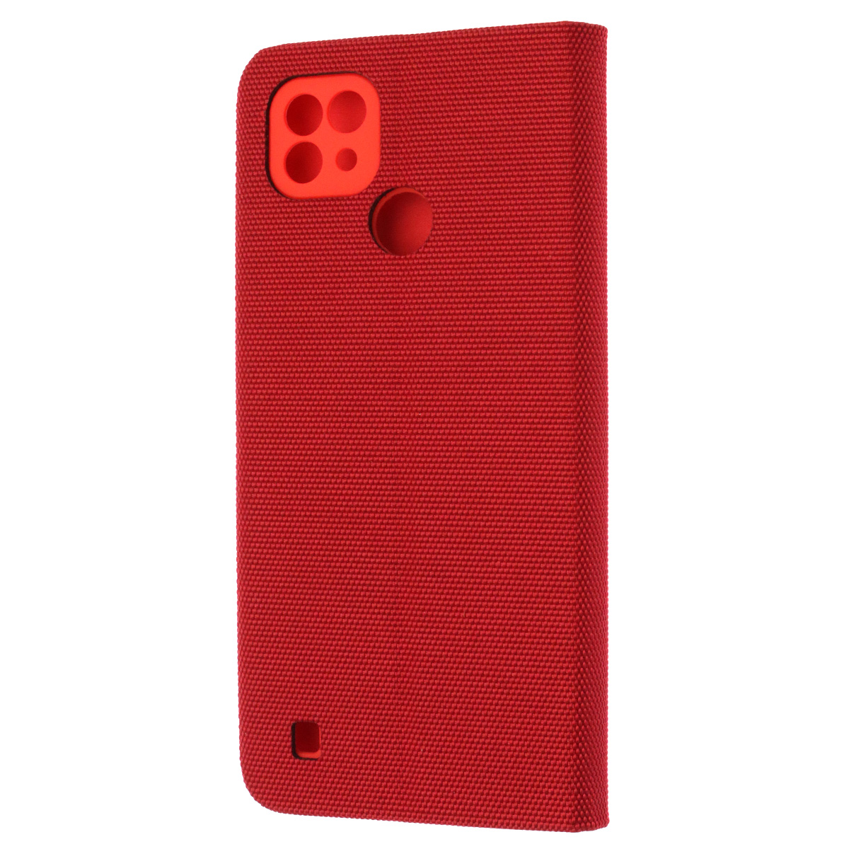 Чехол книжка MESH для Realme C21, текстиль, силикон, бархат, визитница, цвет красный