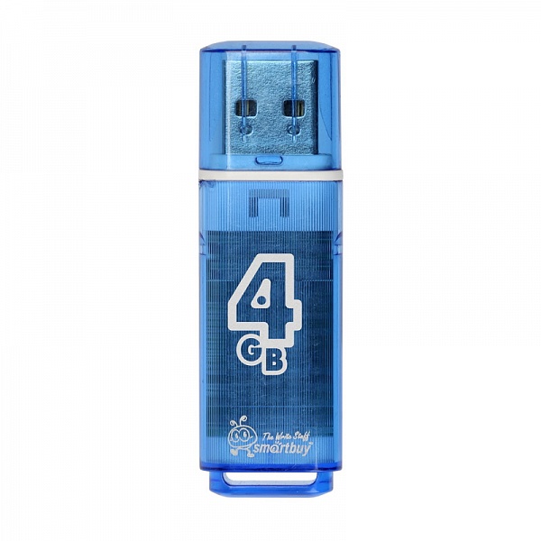 Флешка USB 2.0 4GB SMARTBUY Glossy, цвет синий