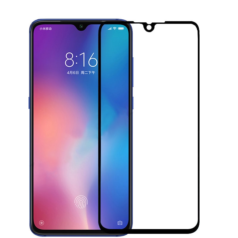 Защитное стекло "5D" Full Glue для XIAOMI Mi 9, цвет канта чёрный.