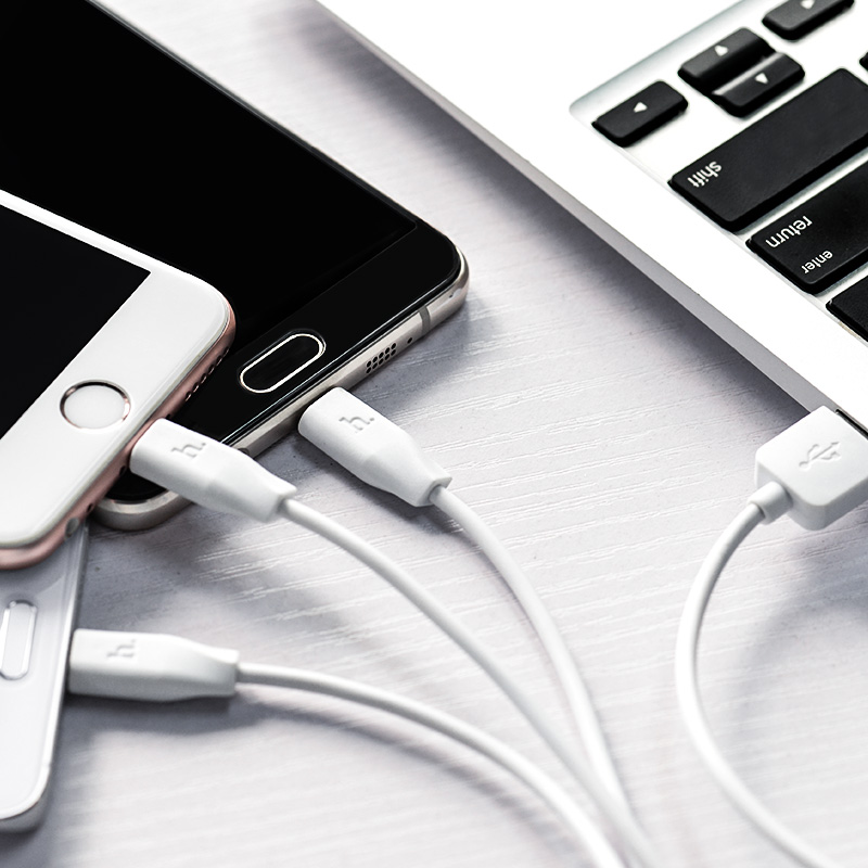 HOCO X1 Rapid Charging кабель-USB Micro USB / Apple lightning 8 pin / Type-C, длина 1 метр, цвет белый.