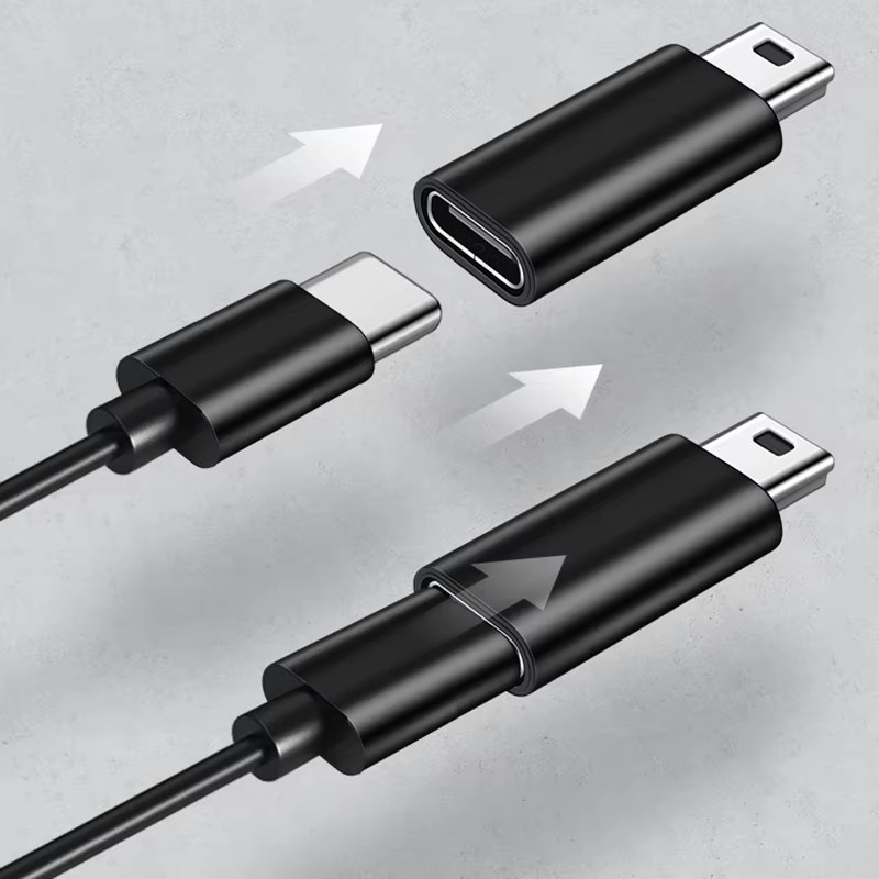 Адаптер, переходник с Type-C на Mini USB 5-pin, цвет черный
