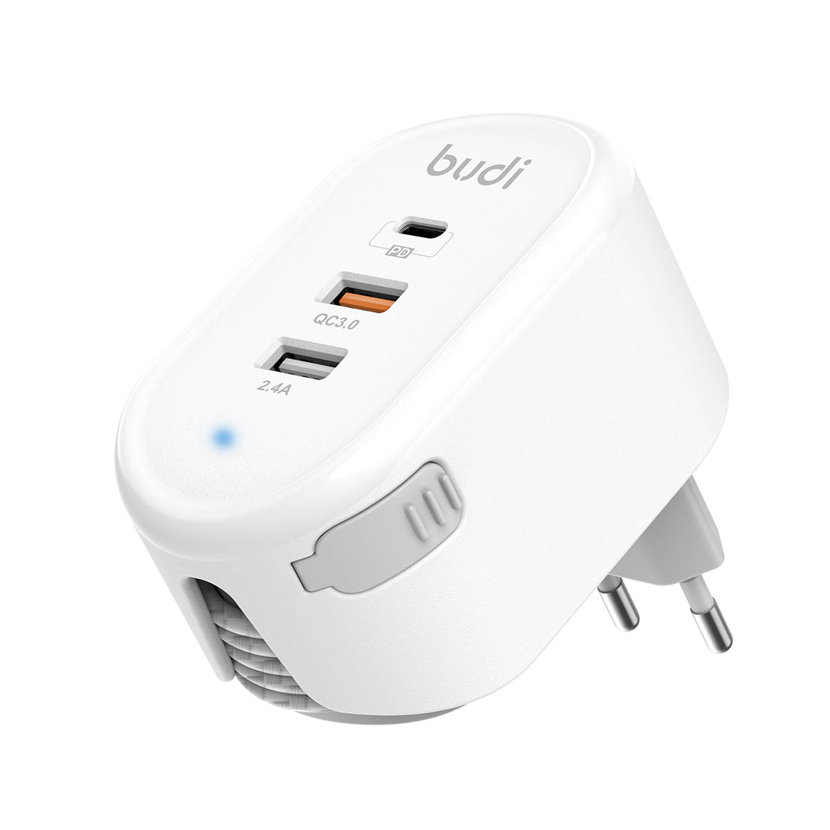 СЗУ (Сетевое зарядное устройство) BUDI, PD 18W, QC 18W, USB, кабель Type C, длина 1 метр, цвет белый | Последняя цена