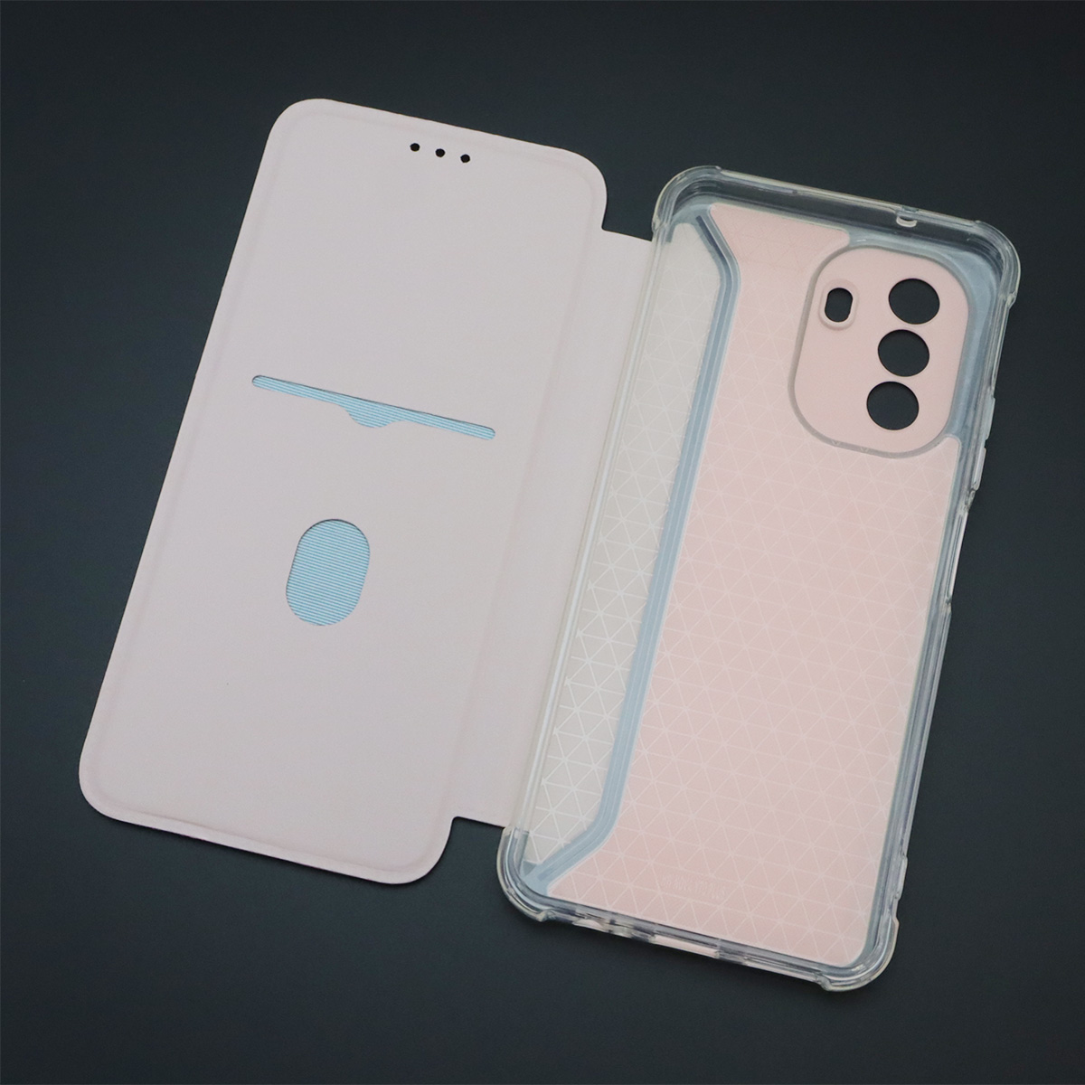 Чехол книжка для HUAWEI Nova Y70, экокожа, визитница, цвет розовый песок