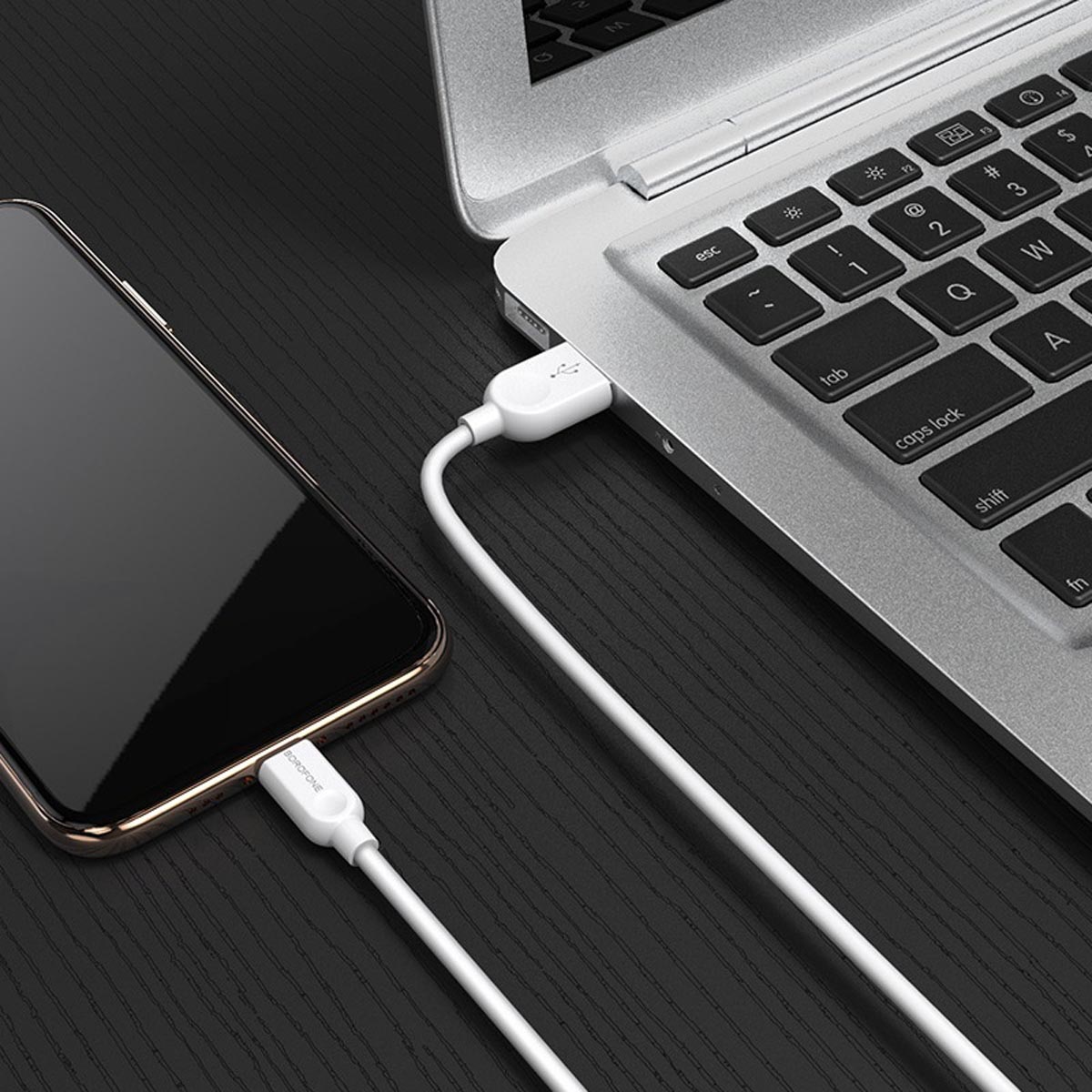 Кабель BOROFONE BX14 LinkJet Lightning 8 pin, 2.4А, длина 2 метра, силикон, цвет белый