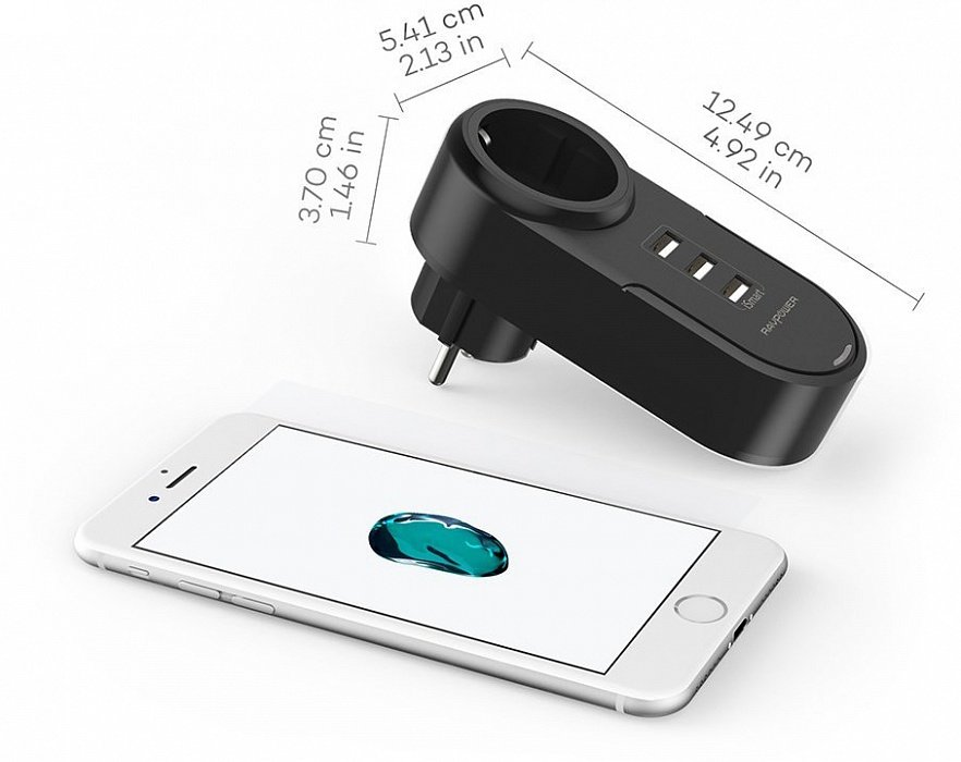 СЗУ Ravpower 220В+ 3 USB (3.4А) RAVPower RP-PC003B, цвет черный | Распродажа по 390