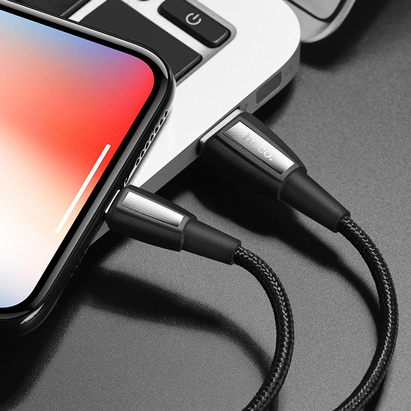 Кабель HOCO X39 Titan Lightning 8 pin, 2.4A, длина 1 метр, нейлоновая оплетка, цвет черный
