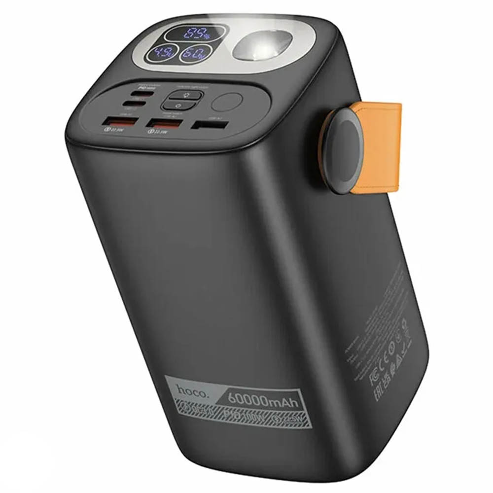 Внешний портативный аккумулятор, Power Bank HOCO DB160 ASTRUM, 60000 mAh, LED дисплей, LED фонарь, 100W, PD100W, QC3.0, цвет черный