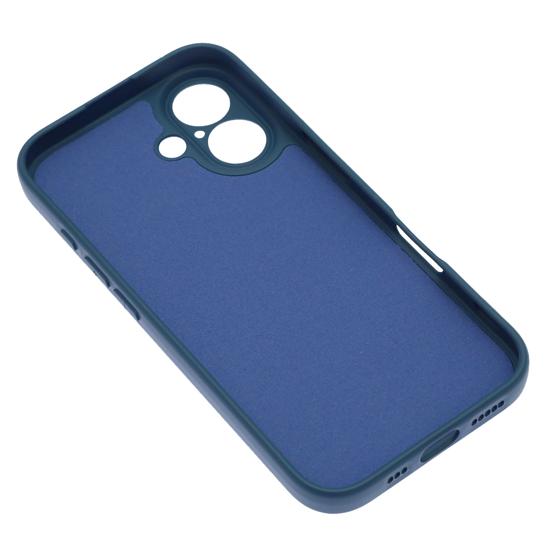 Чехол накладка NANO для APPLE iPhone 16 (6.1"), защита камеры, силикон, бархат, цвет темно синий