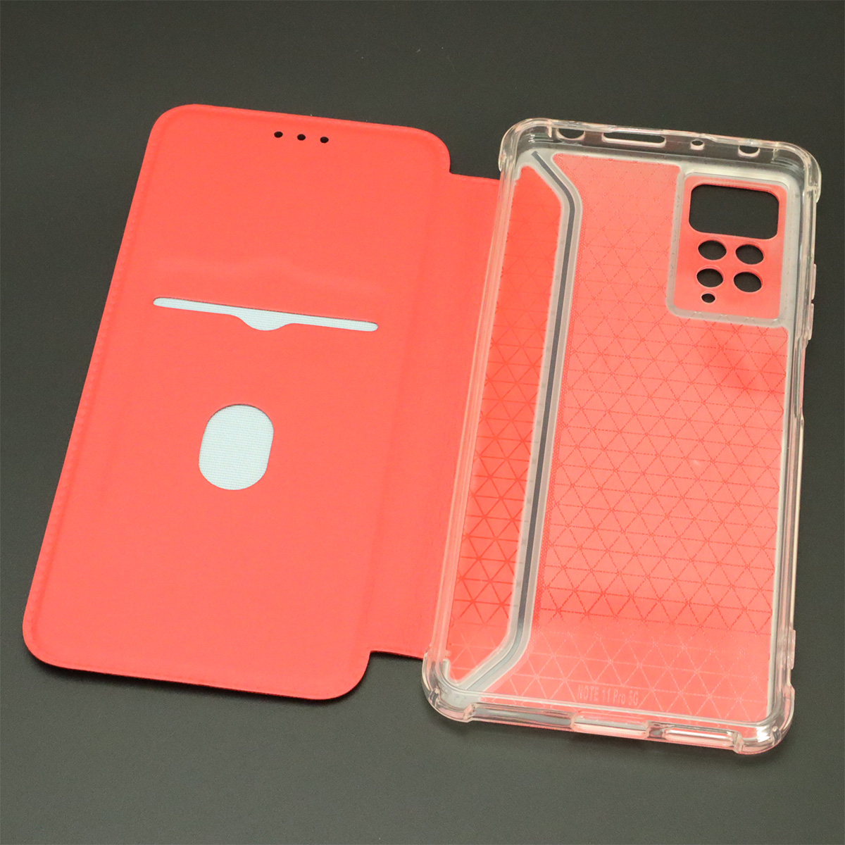 Чехол книжка для XIAOMI Redmi Note 11 Pro, Redmi Note 11 Pro 5G, экокожа, визитница, цвет красный