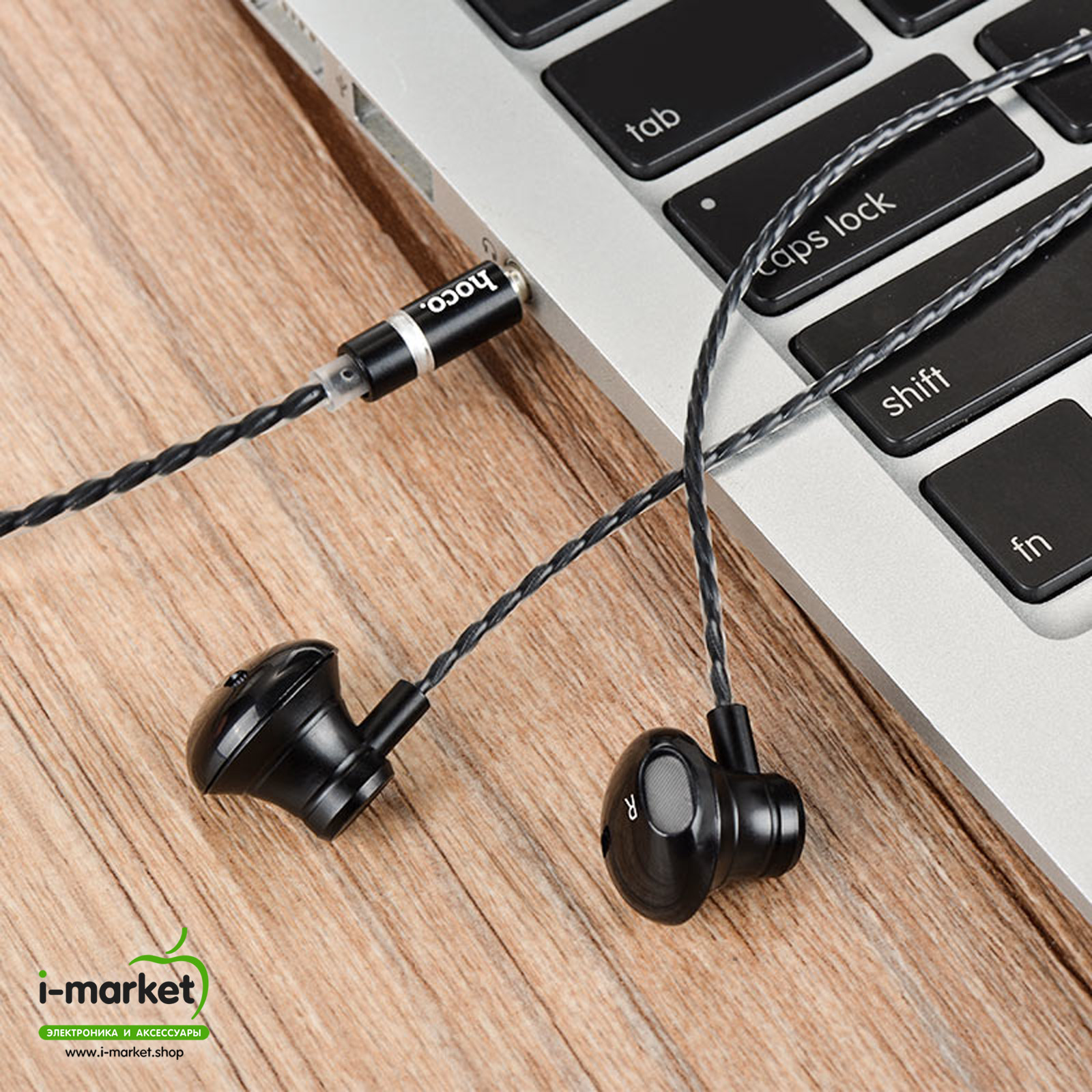 Гарнитура (наушники с микрофоном) проводная, HOCO M18 Gesi Metallic earphones, цвет черный (распродажа -50%)