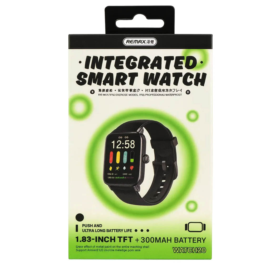 Смарт часы REMAX Watch 20, 1.83" дисплей, IP68, цвет черный
