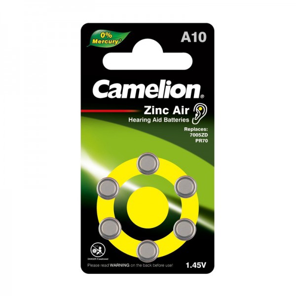 Батарейка CAMELION ZA10 (PR70,AC10,DA230) BL6, для слуховых аппаратов