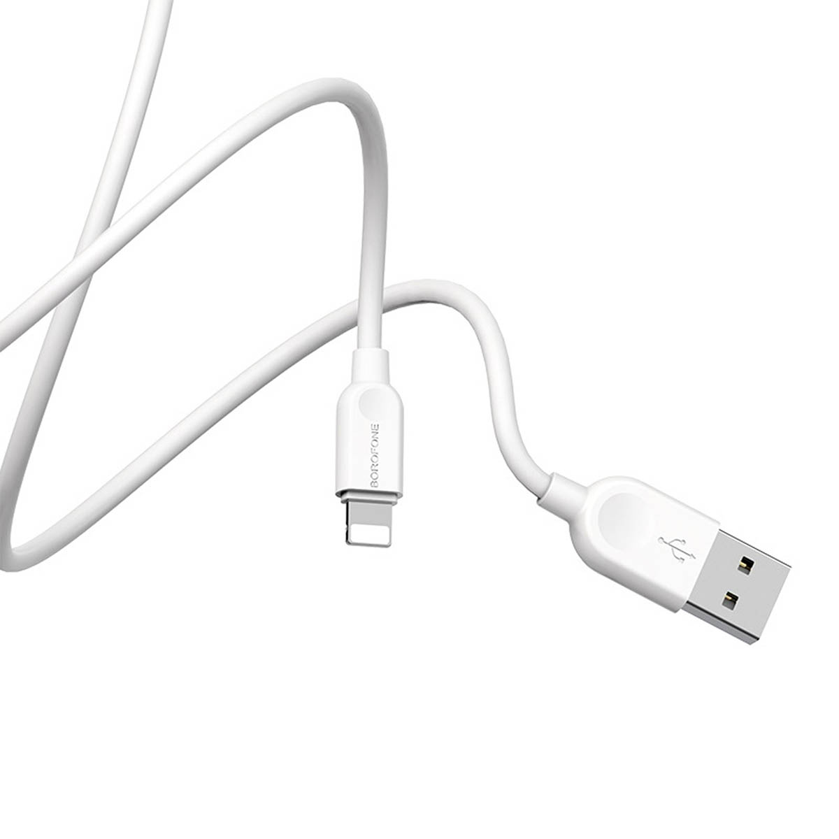 Кабель BOROFONE BX14 LinkJet Lightning 8 pin, длина 3 метра, силиконовая круглая оболочка, цвет белый