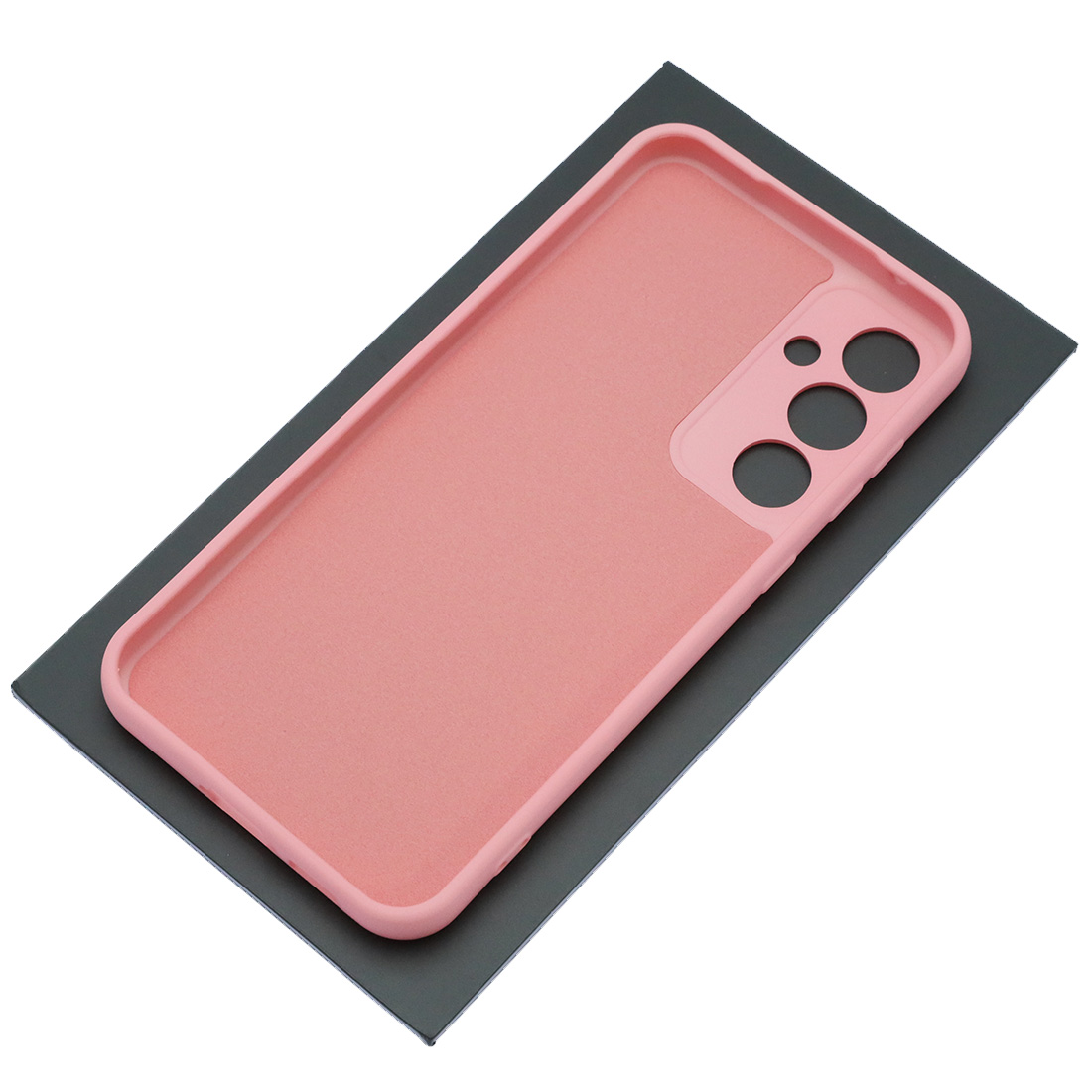 Чехол накладка Silicon Cover для SAMSUNG Galaxy S23 FE, защита камеры, силикон, бархат, цвет розовый